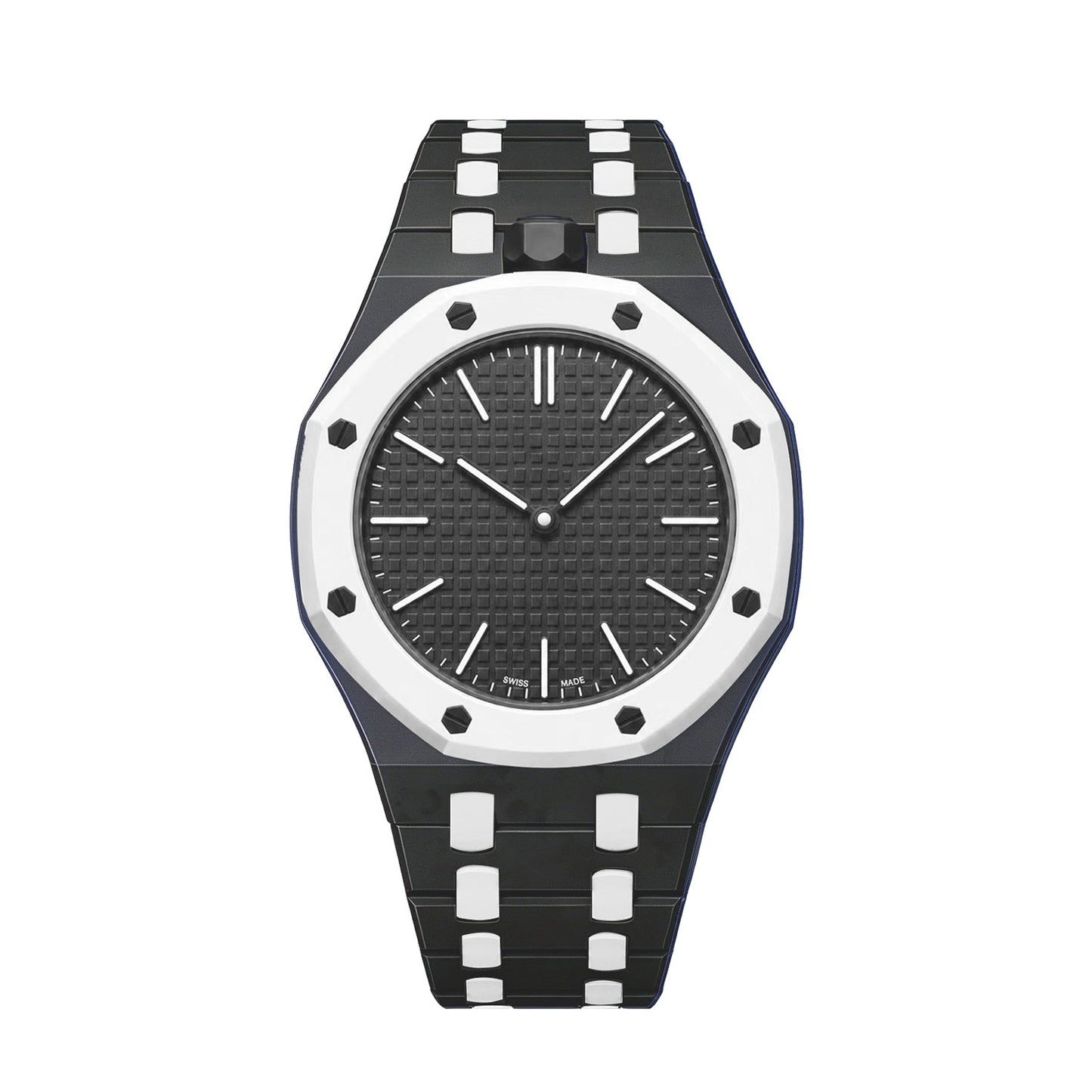 [AM]OAK POP EXCLUSIVE BLACK AND WHITE BIOCERAMIC STRAP