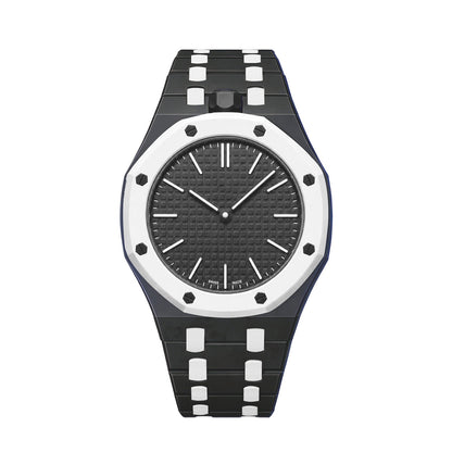 [AM]OAK POP EXCLUSIVE BLACK AND WHITE BIOCERAMIC STRAP