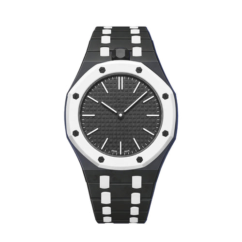 [AM]OAK POP EXCLUSIVE BLACK AND WHITE BIOCERAMIC STRAP