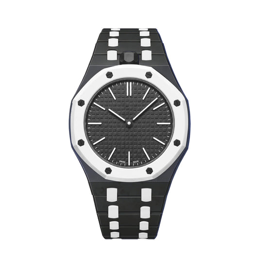 [AM]OAK POP EXCLUSIVE BLACK AND WHITE BIOCERAMIC STRAP