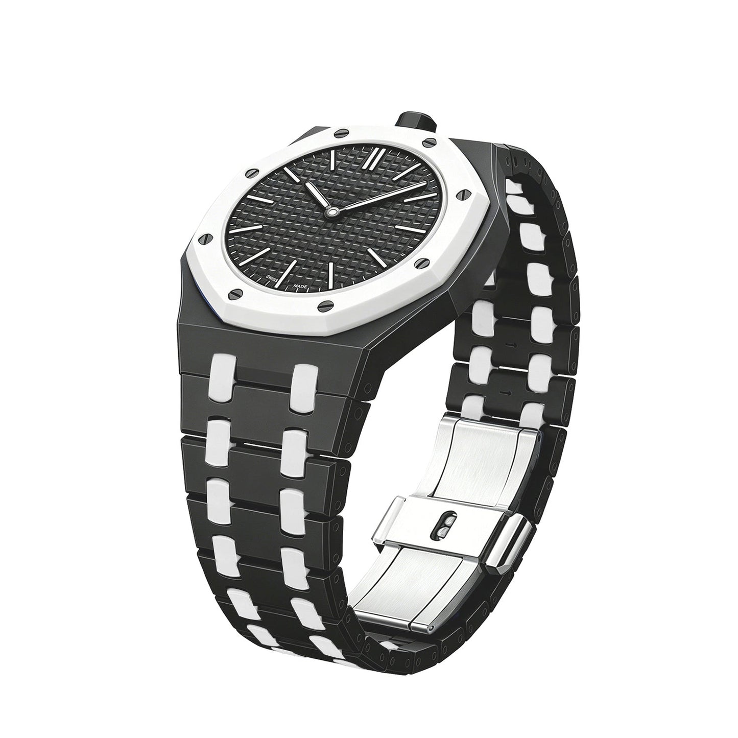 [AM]OAK POP EXCLUSIVE BLACK AND WHITE BIOCERAMIC STRAP