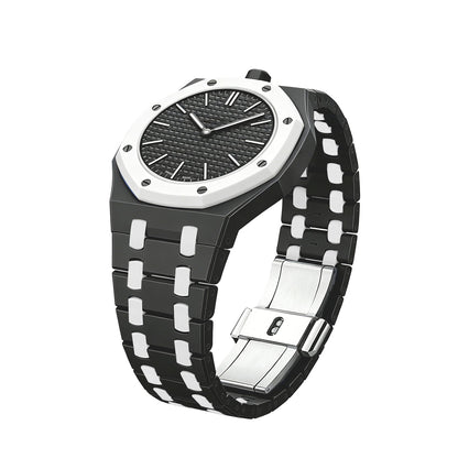 [AM]OAK POP EXCLUSIVE BLACK AND WHITE BIOCERAMIC STRAP