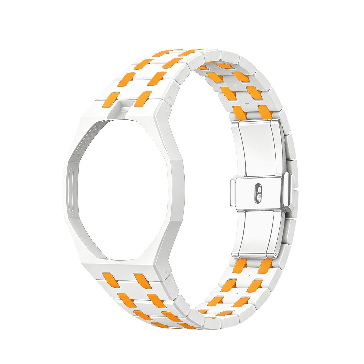 [AM]OAK POP EXCLUSIVE WHITE AND ORANGE BIOCERAMIC STRAP