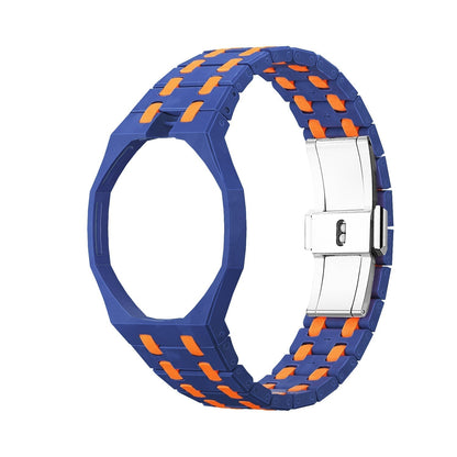 [AM]OAK POP EXCLUSIVE DARK BLUE AND ORANGE BIOCERAMIC STRAP