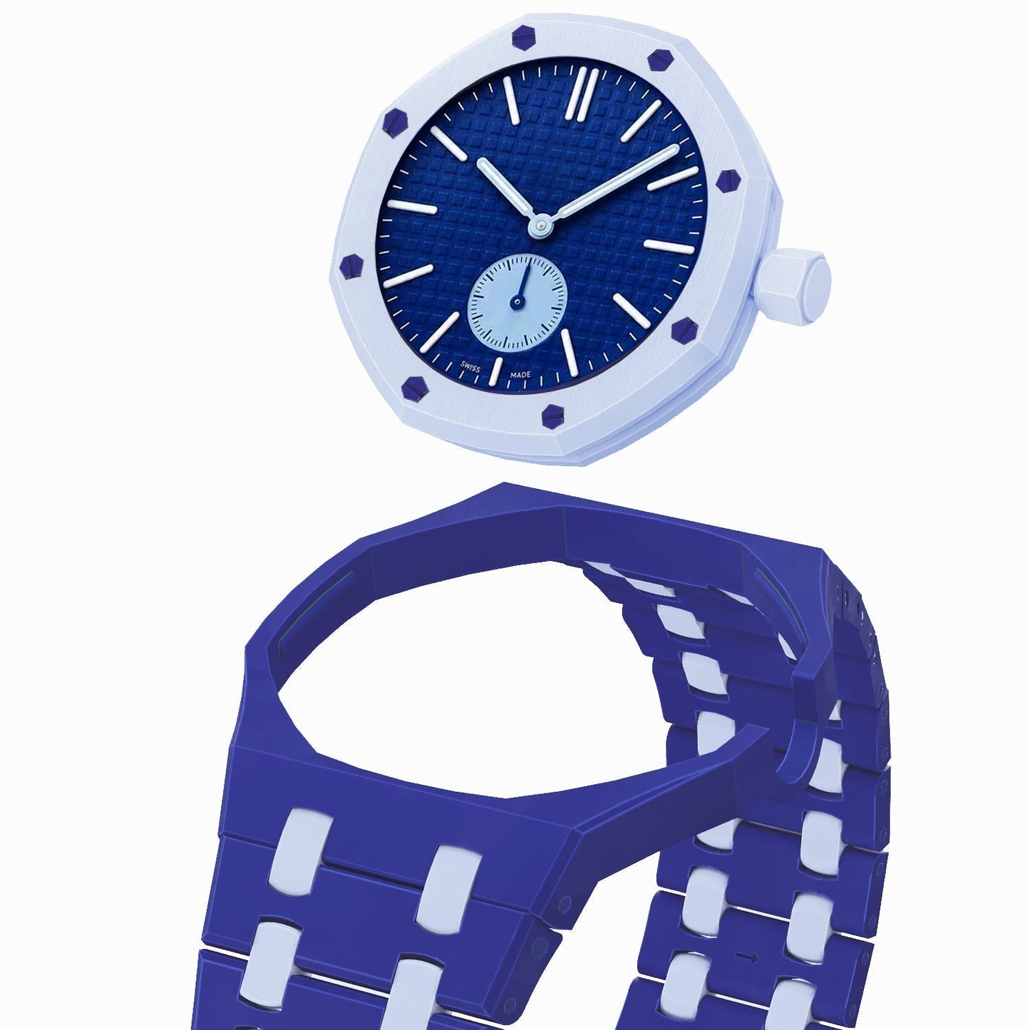 [AM]OAK POP EXCLUSIVE DARK BLUE AND LIGHT BLUE BIOCERAMIC STRAP