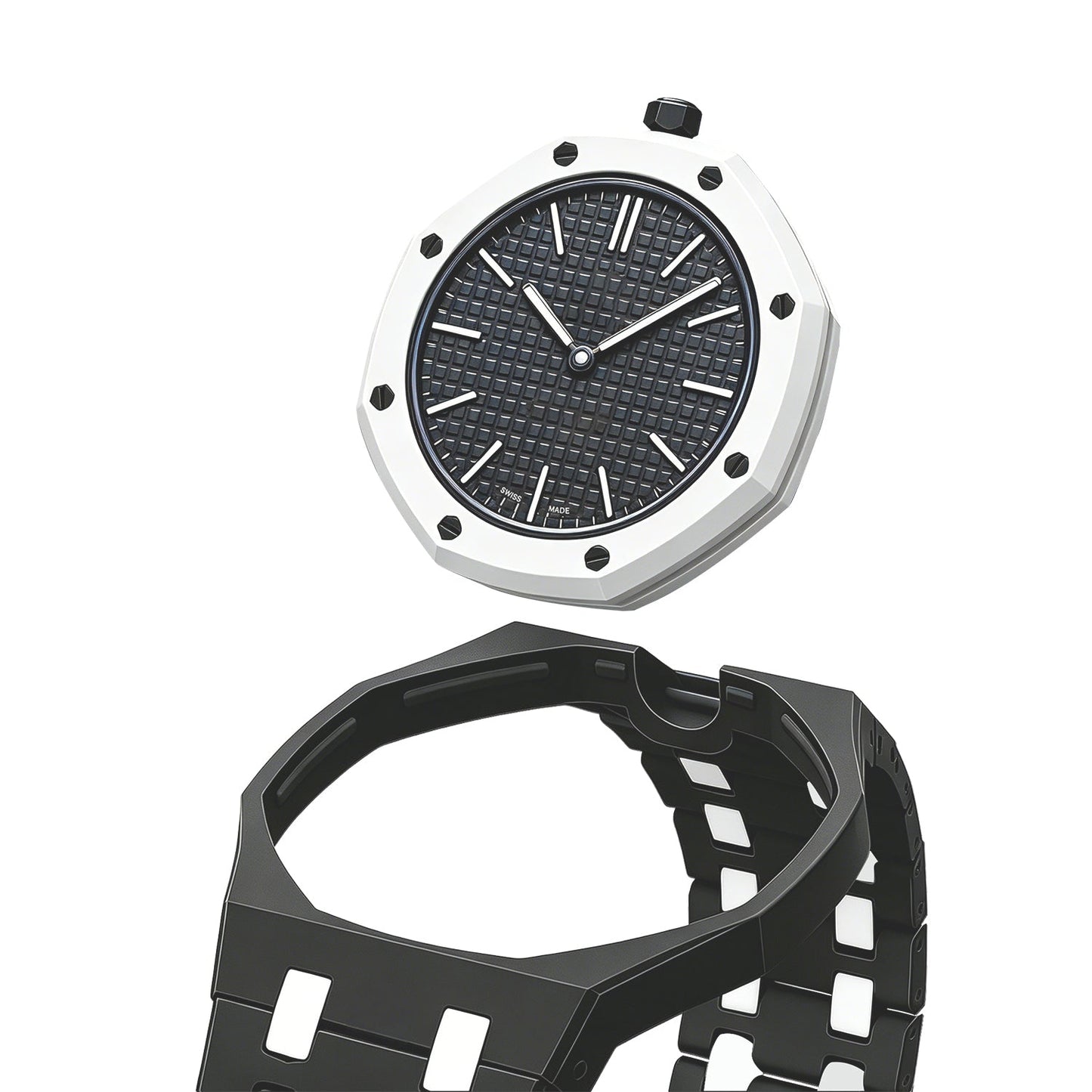 [AM]OAK POP EXCLUSIVE BLACK AND WHITE BIOCERAMIC STRAP