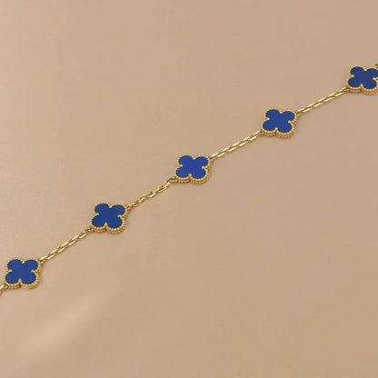 [AM]LUCKY CLOVER 5-MOTIF BRACELET - BLUE AGATE COLLECTION