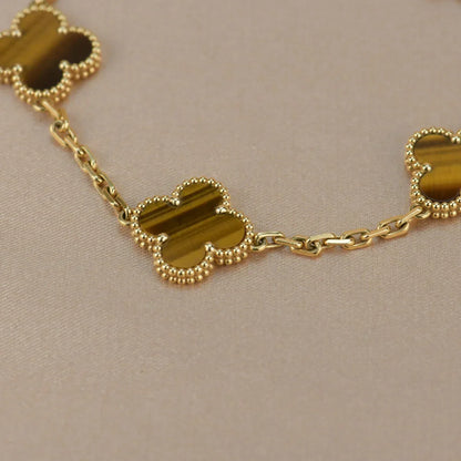 [AM]LUCKY CLOVER 5-MOTIF BRACELET -  TIGER’S EYE COLLECTION