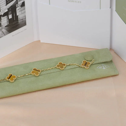 [AM]LUCKY CLOVER 5-MOTIF BRACELET -  TIGER’S EYE COLLECTION