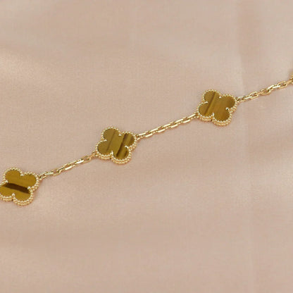 [AM]LUCKY CLOVER 5-MOTIF BRACELET -  TIGER’S EYE COLLECTION