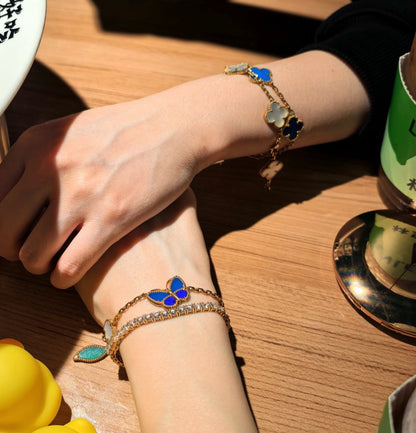 [AM]SPRING ENCHANTMENT BUTTERFLY & FLORAL CHARM BRACELET