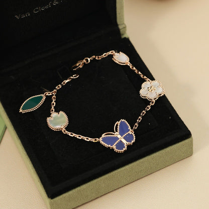 [AM]SPRING ENCHANTMENT BUTTERFLY & FLORAL CHARM BRACELET