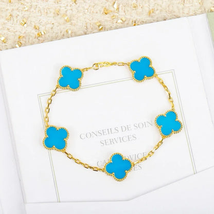 [AM]LUCKY CLOVER 5-MOTIF BRACELET - TURQUOISE COLLECTION