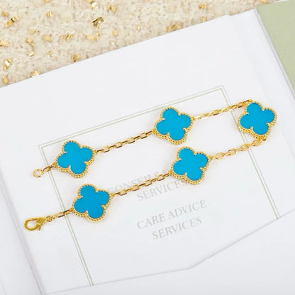 [AM]LUCKY CLOVER 5-MOTIF BRACELET - TURQUOISE COLLECTION