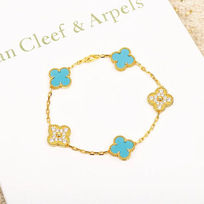 [AM]LUCKY CLOVER 5-MOTIF BRACELET - TURQUOISE COLLECTION