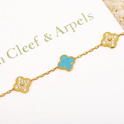 [AM]LUCKY CLOVER 5-MOTIF BRACELET - TURQUOISE COLLECTION