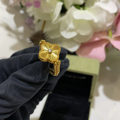 [AM]LUCKY CLOVER GOLD REVERSIBLE RING
