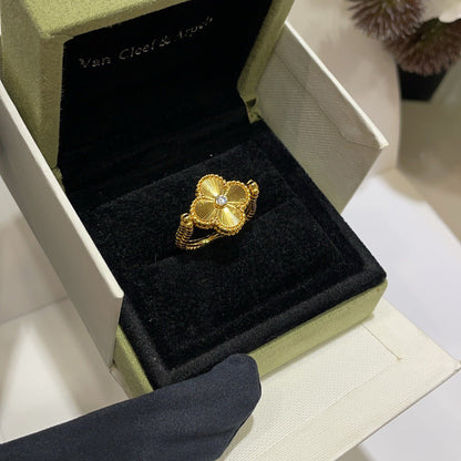 [AM]LUCKY CLOVER GOLD REVERSIBLE RING