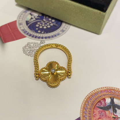 [AM]LUCKY CLOVER GOLD REVERSIBLE RING
