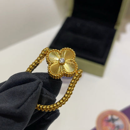 [AM]LUCKY CLOVER GOLD REVERSIBLE RING