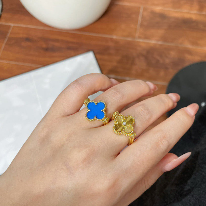 [AM]LUCKY CLOVER GOLD REVERSIBLE RING