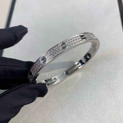 [AM]CLASSIC 6.1MM LOVE BANGLE - DIAMOND PAVÉ & BLACK CERAMIC
