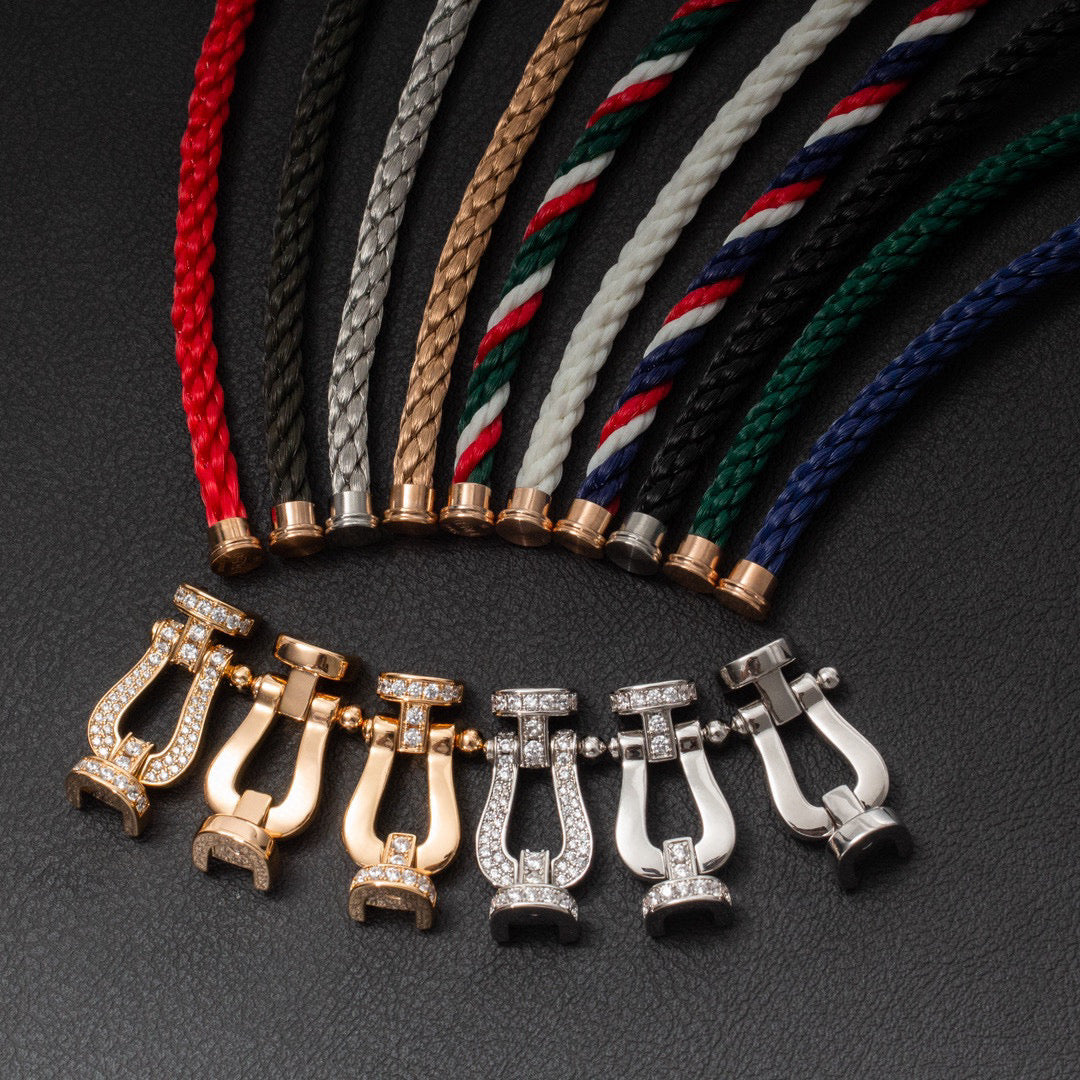[AM]FORCE LARGE HORSESHOE HALF DIAMOND BRACELET - ROSE GOLD