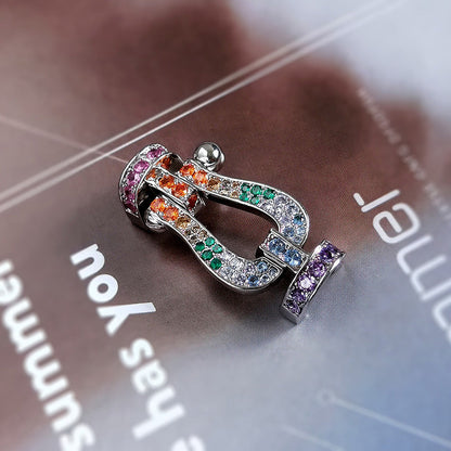 [AM]FORCE LARGE HORSESHOE COLORED DIAMOND BRACELET - ROSE GOLD