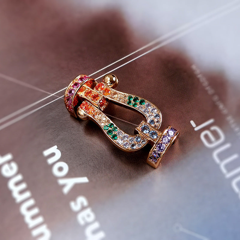 [AM]FORCE LARGE HORSESHOE COLORED DIAMOND BRACELET - WHITE GOLD