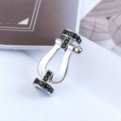 [AM]FORCE LARGE HORSESHOE BLACK DIAMOND BRACELET - WHITE GOLD