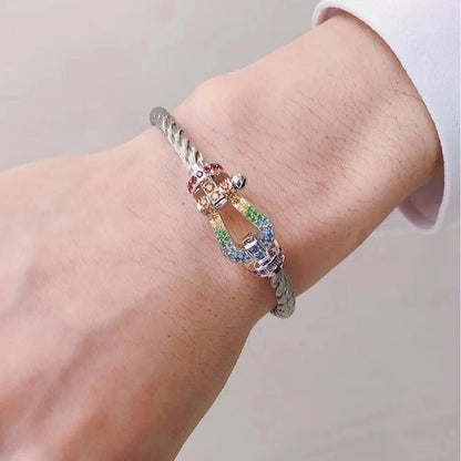 [AM]FORCE LARGE HORSESHOE COLORED DIAMOND BRACELET - ROSE GOLD