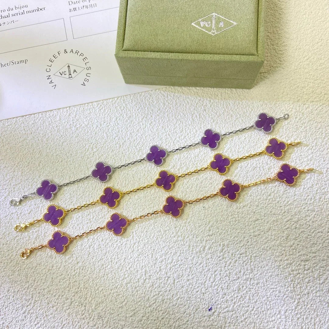 [AM]LUCKY CLOVER 5-MOTIF BRACELET - VIOLET COLLECTION