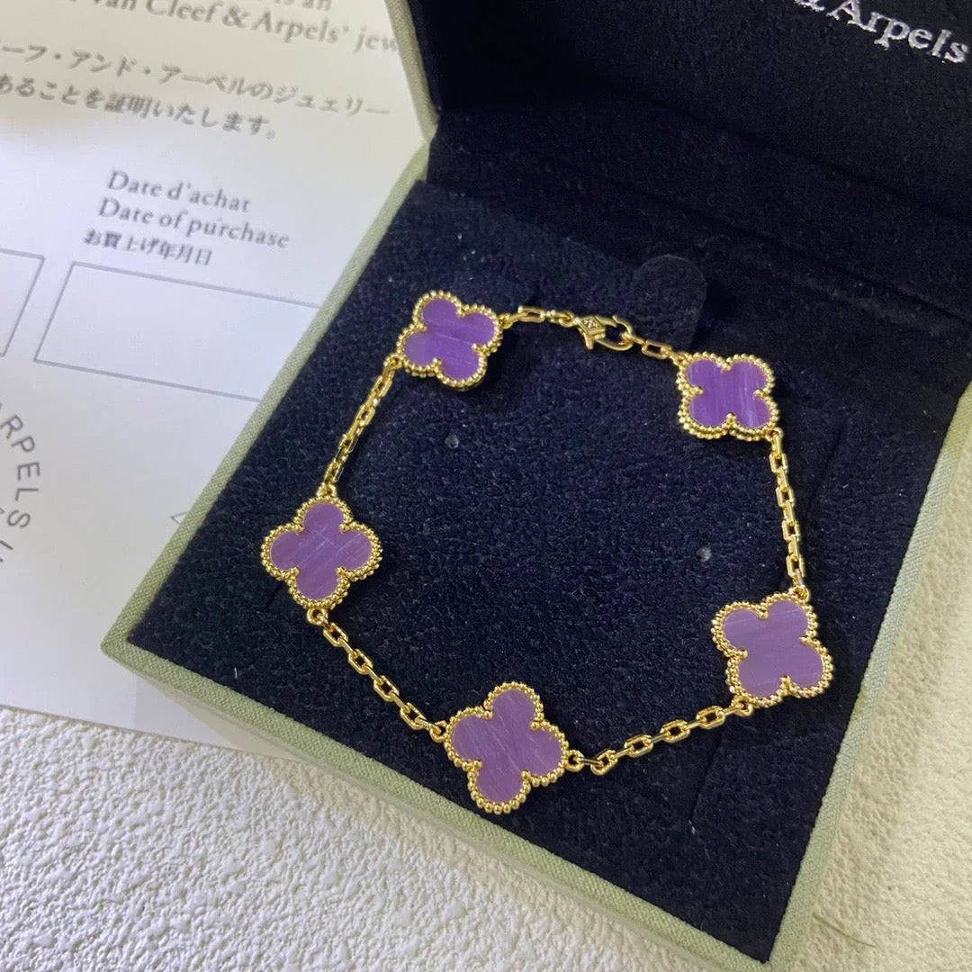 [AM]LUCKY CLOVER 5-MOTIF BRACELET - VIOLET COLLECTION