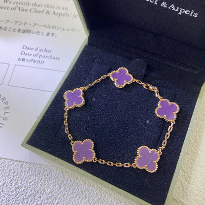 [AM]LUCKY CLOVER 5-MOTIF BRACELET - VIOLET COLLECTION