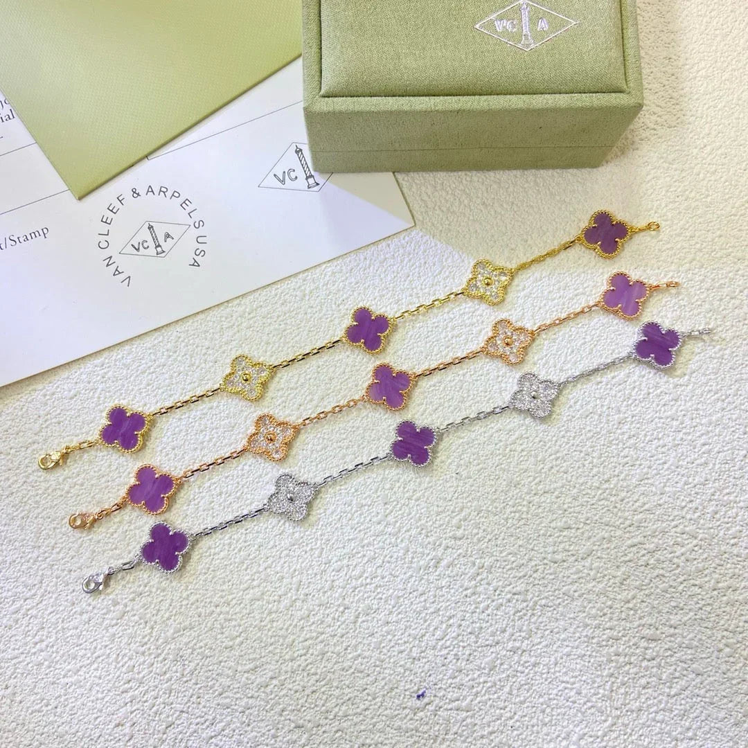 [AM]LUCKY CLOVER 5-MOTIF BRACELET - VIOLET COLLECTION