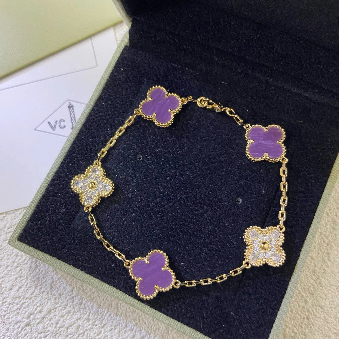 [AM]LUCKY CLOVER 5-MOTIF BRACELET - VIOLET COLLECTION