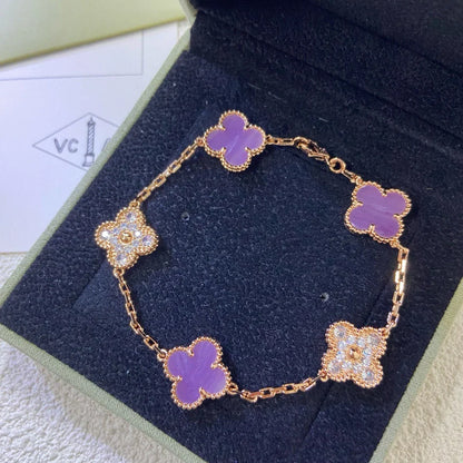 [AM]LUCKY CLOVER 5-MOTIF BRACELET - VIOLET COLLECTION