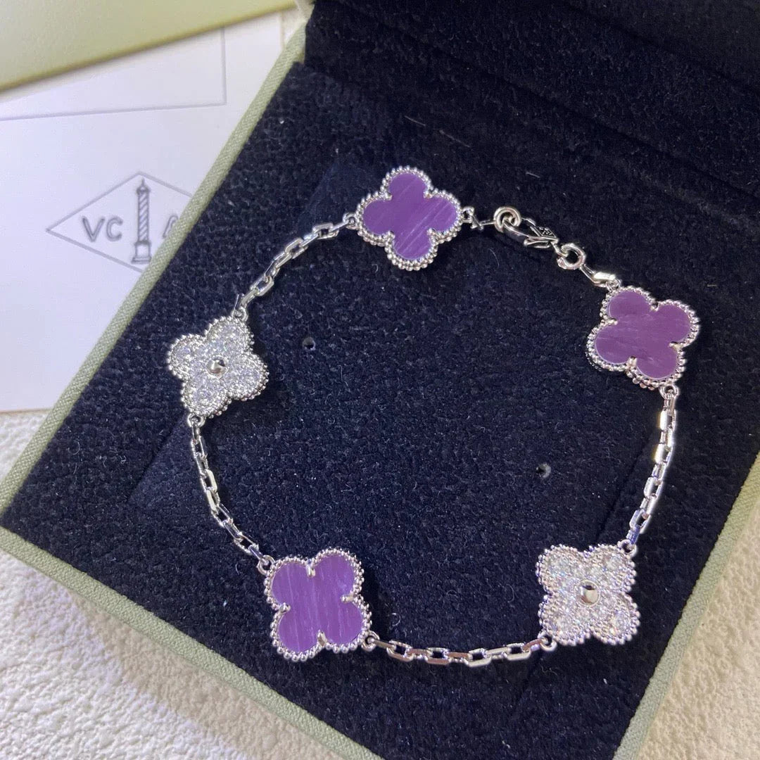 [AM]LUCKY CLOVER 5-MOTIF BRACELET - VIOLET COLLECTION