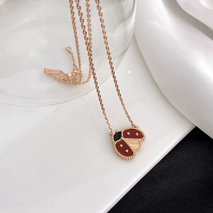 [AM]LUCKY CARNELIAN LADYBUG CHARM NECKLACE
