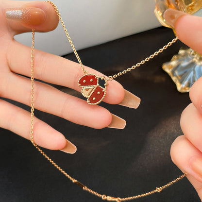 [AM]LUCKY CARNELIAN LADYBUG CHARM NECKLACE