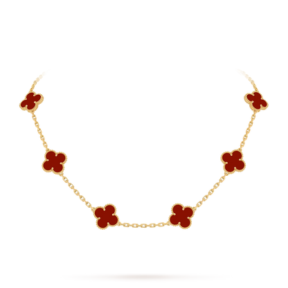 [AM]CLASSIC LUCKY 10-MOTIF CLOVER NECKLACE GOLD COLLECTION