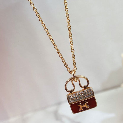 [AM]CONSTANCE RED PEDANT ROSE GOLD NECKLACE