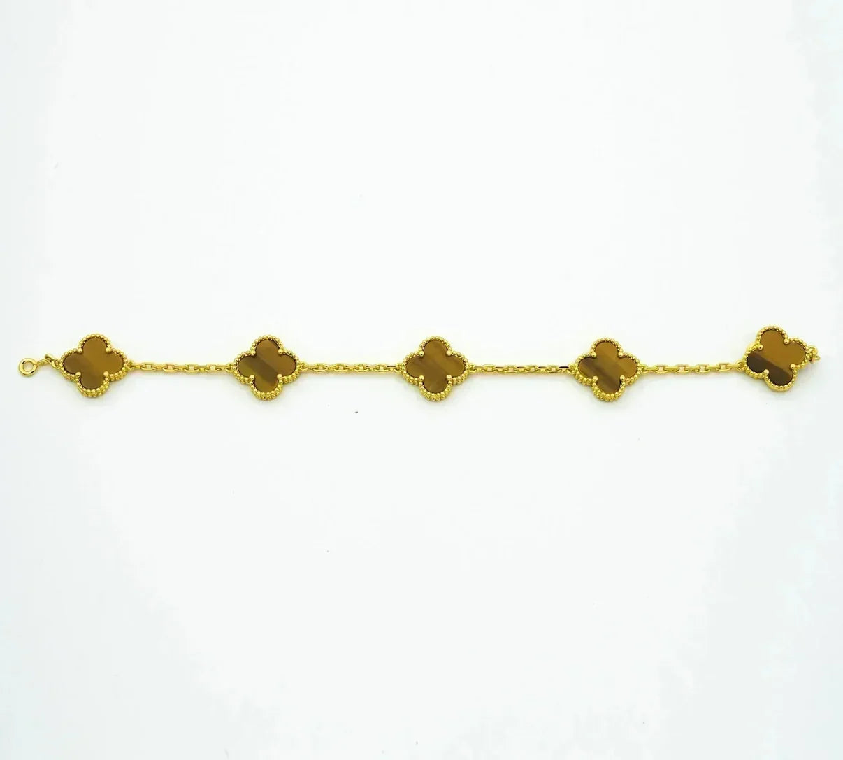 [AM]LUCKY CLOVER 5-MOTIF BRACELET -  TIGER’S EYE COLLECTION