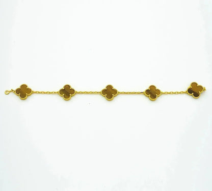 [AM]LUCKY CLOVER 5-MOTIF BRACELET -  TIGER’S EYE COLLECTION
