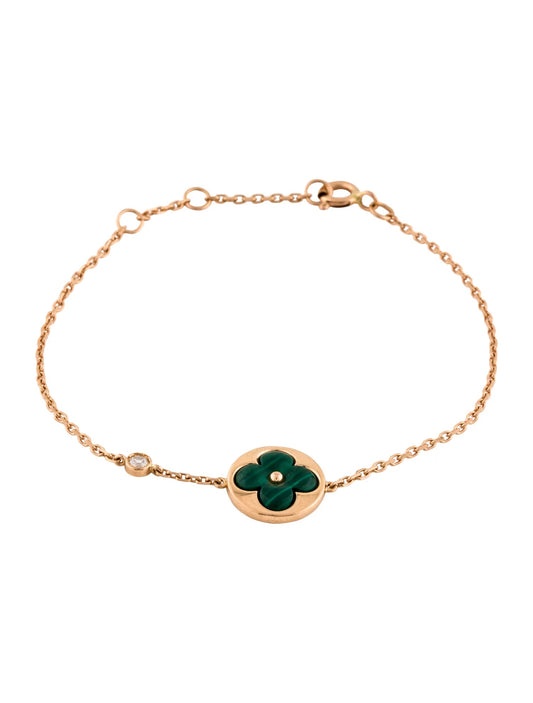 [AM]SUN MALACHITE 1 DIAMOND ROSE GOLD BRACELET