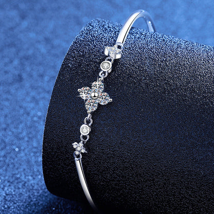 [AM]CLOVER & TWIN-STAR MOISSANITE BRACELET