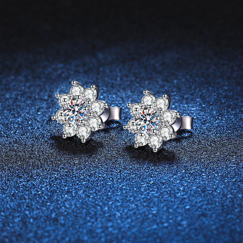 [AM]RADIANT SUNFLOWER MOISSANITE STUD EARRINGS
