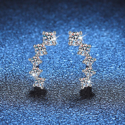 [AM]SPARKLING SMILE ARC MOISSANITE STUD EARRINGS
