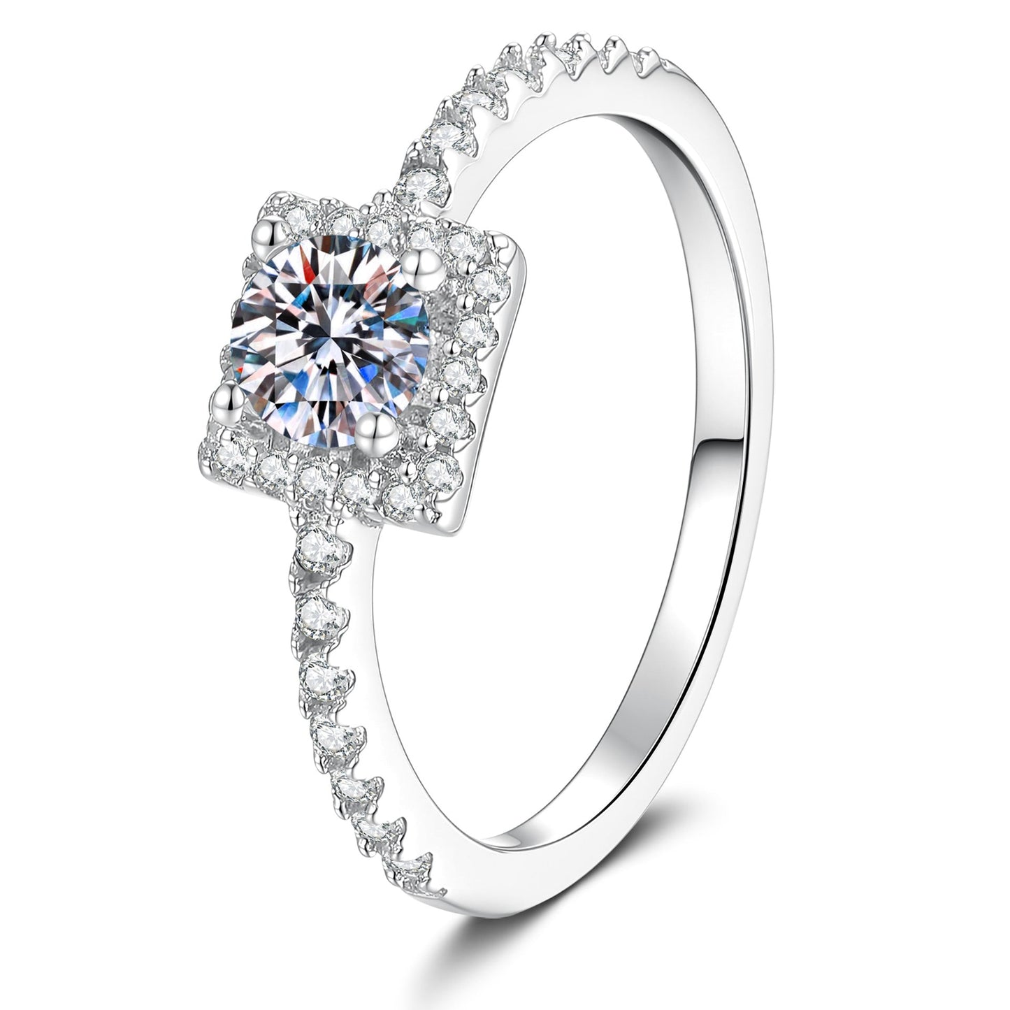 [AM]DAINTY SUGAR-CUBE MOISSANITE RING