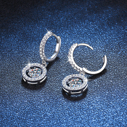 [AM]DANCING MOISSANITE HALO DROP HOOP EARRINGS